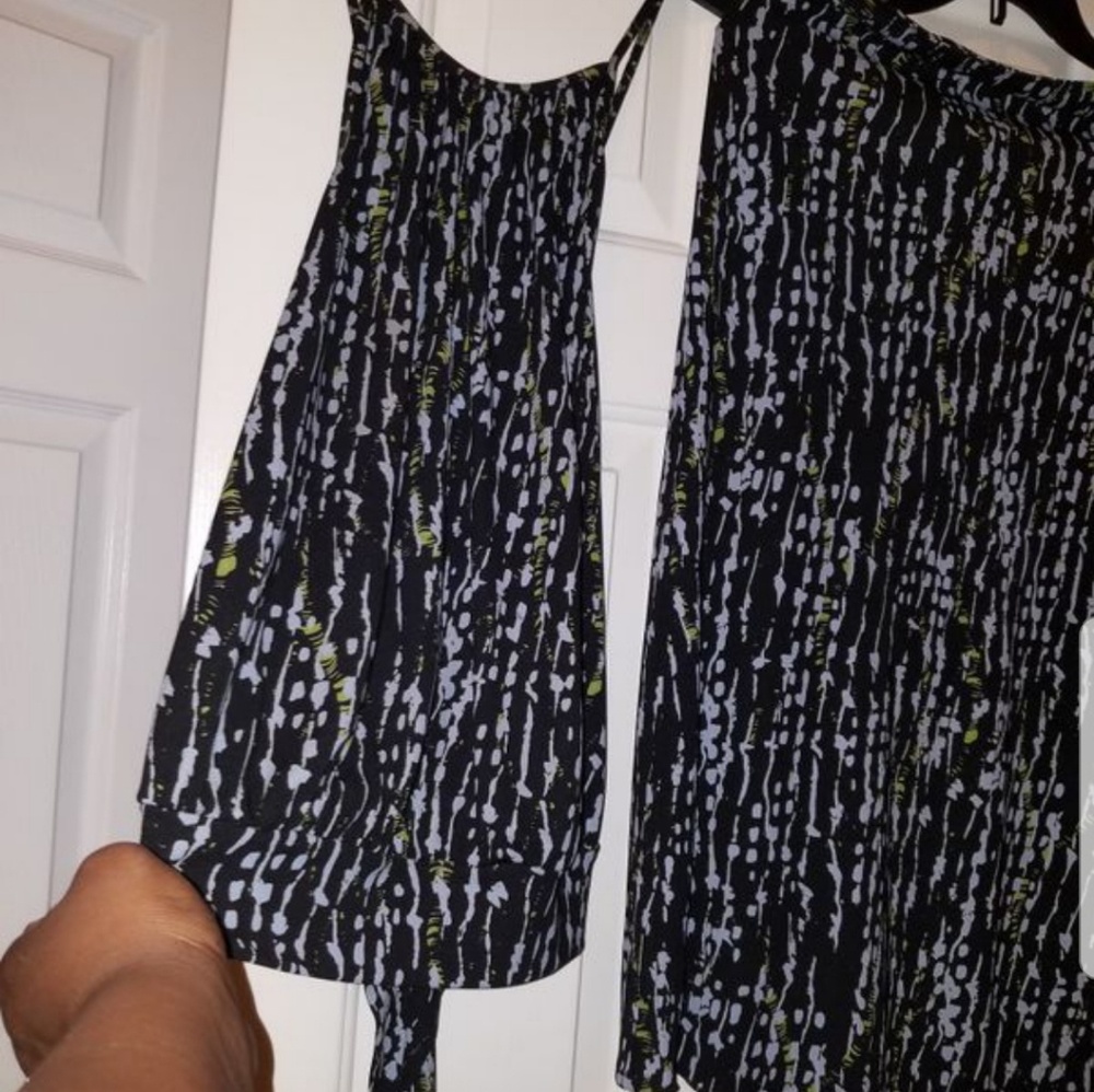 2 piece dress with halter tops, skirt has a openin